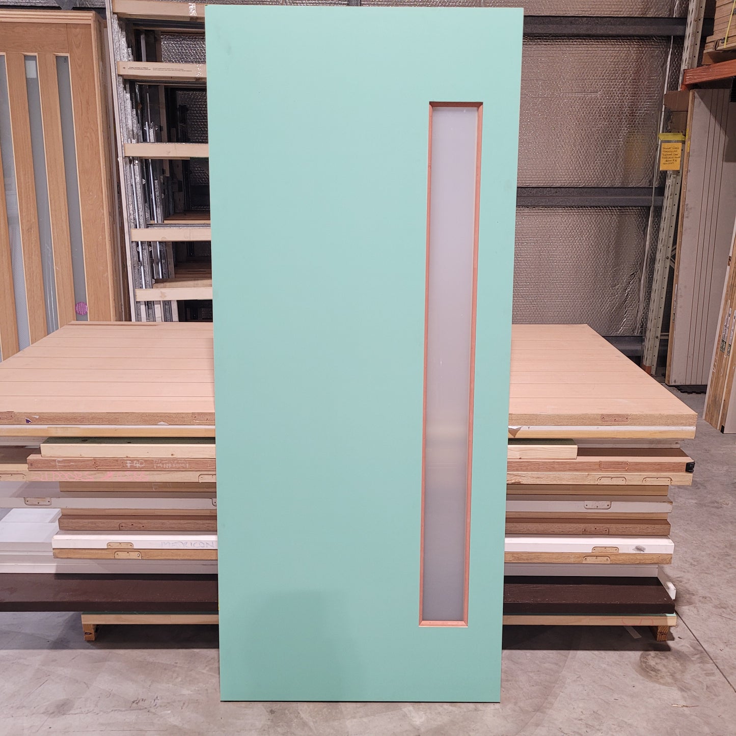 Timber Entry Door - 2040h x 870w Solid Core w/ 1 x Obscure Glass *Factory 2nd* 10544