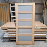 Timber Entry Door - 2040h x 920w Solid Core w/ 5 x Obscure Glass *Factory 2nd* 10545