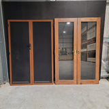 French Door - 2 x 2000h x 675w Solid Core w/ 1 x Clear Glass + Security Screens *2nd Hand* 10547