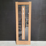 Timber Entry Door - 2040h x 720w Merbau w/ 1 x Clear Glass + Floating Timber *Factory 2nd* 10548