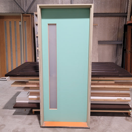 Timber Entry Door - Pre-Hung in a 2093h x 887w Frame, Solid Core w/ 1 x Obscure Glass *2nd* 10549