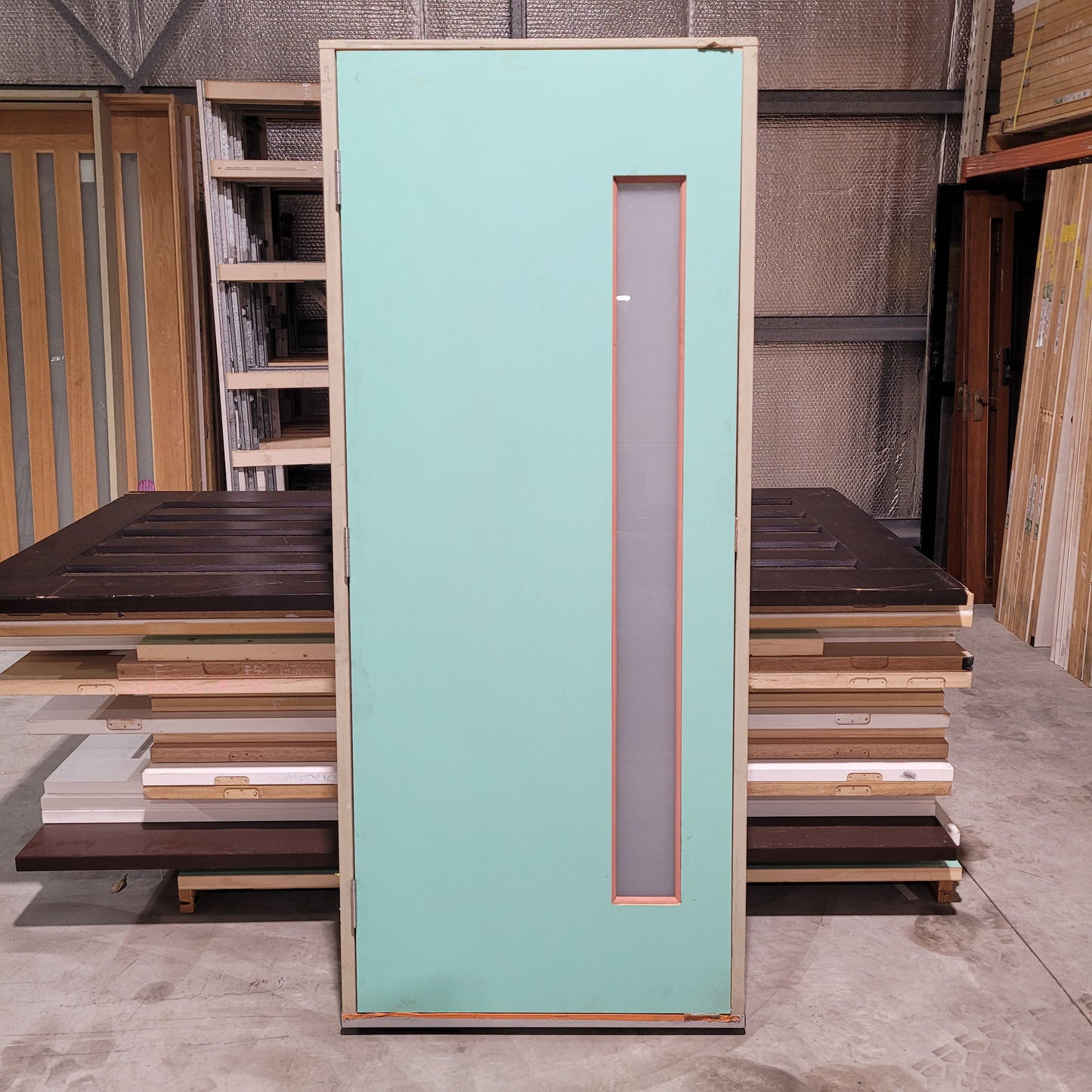 Timber Entry Door - Pre-Hung in a 2093h x 887w Frame, Solid Core w/ 1 x Obscure Glass *2nd* 10549