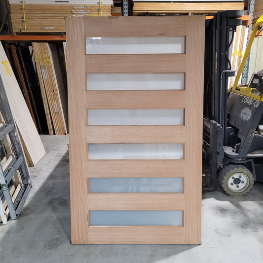 Timber Entry Door - 2040h x 1200w Solid Core w/ 6 x Obscure Glass *Factory 2nd* 10553