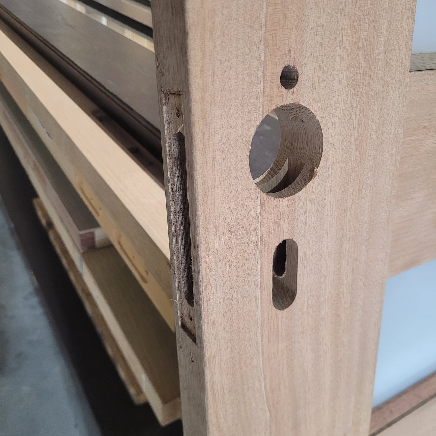 Timber Entry Door - 2040h x 1200w Solid Core w/ 6 x Obscure Glass *Factory 2nd* 10555