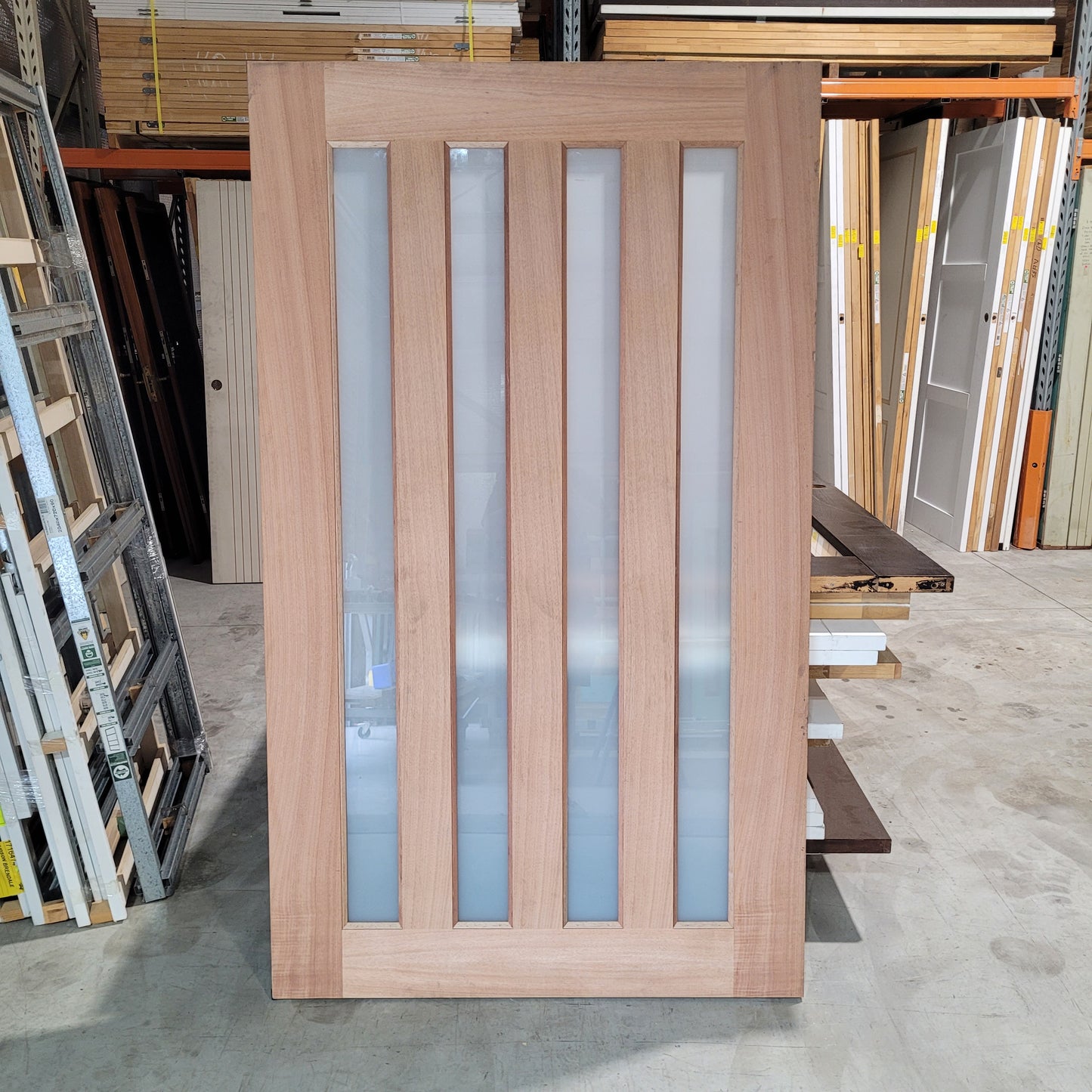 Timber Entry Door - 2040h x 1200w Solid Core w/ 4 x Obscure Glass *Factory 2nd* 10557