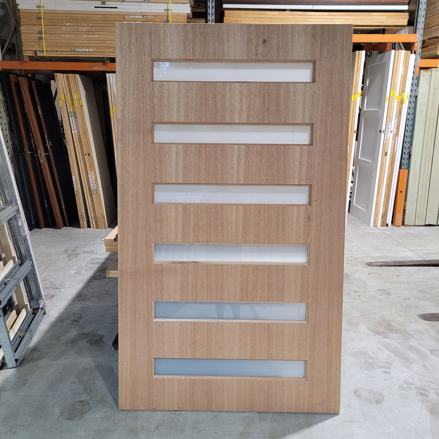 Timber Entry Door - 2040h x 1200w Solid Core w/ 6 x Obscure Glass (XN16) *Factory 2nd* 10562