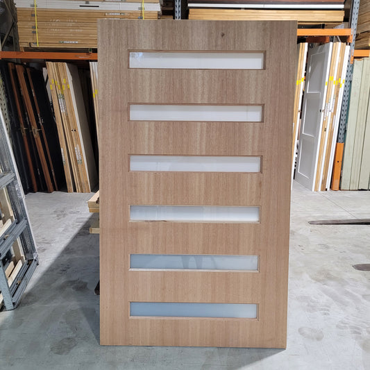 Timber Entry Door - 2040h x 1200w Solid Core w/ 6 x Obscure Glass (XN16) *Factory 2nd* 10562