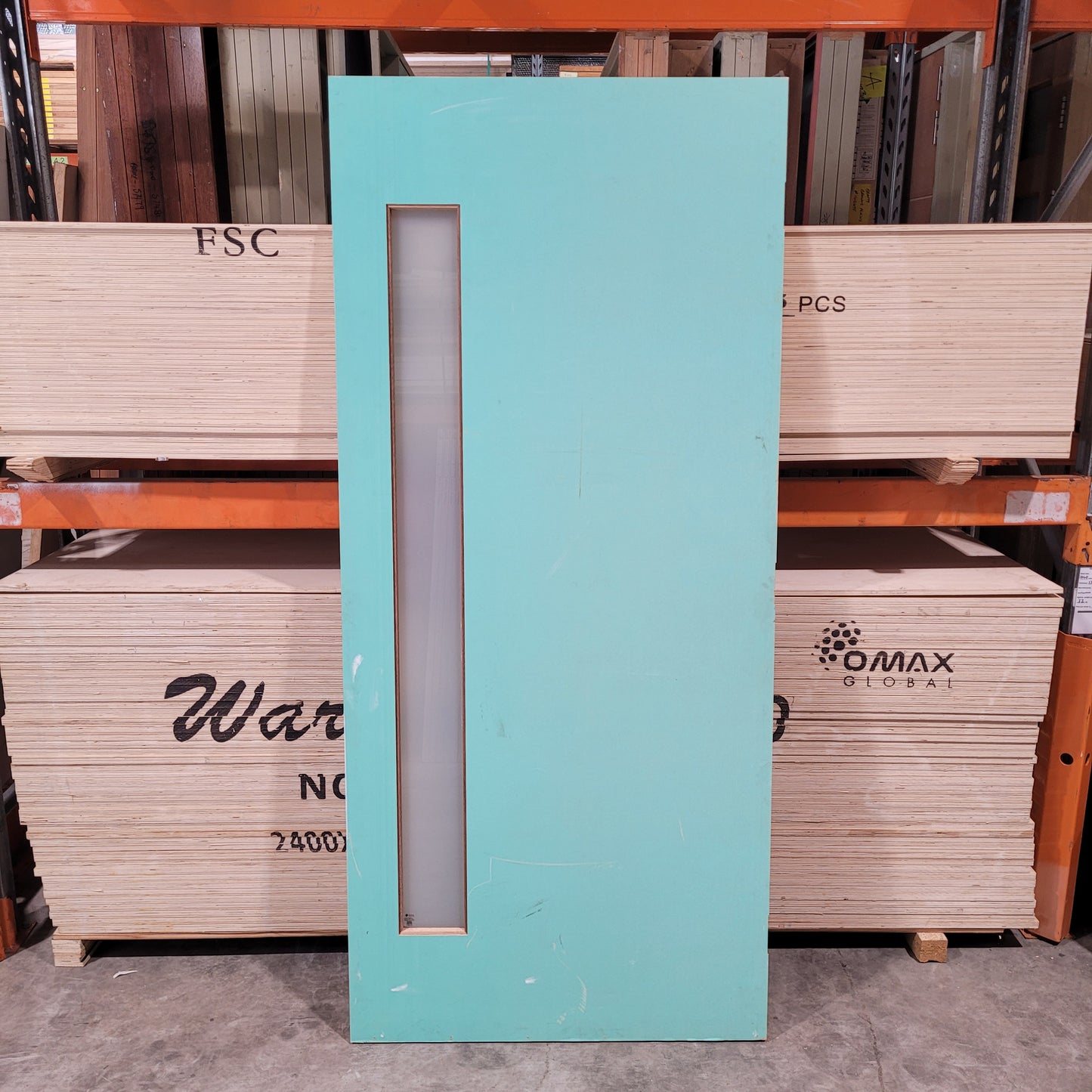 Timber Entry Door - 2040h x 920w Solid Core w/ 1 x Obscure Glass *Factory 2nd - Bowed* 10563