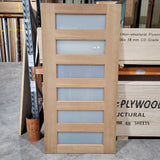 Timber Entry Door - 2040h x 1020w Solid Core w/ 6 x Obscure Glass *Factory 2nd - Bowed* 10565