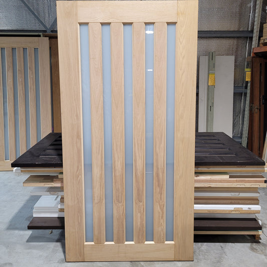 Timber Entry Door - 2340h x 1200w Solid Core w/ 5 x Obscure Glass *Factory 2nd* 10569
