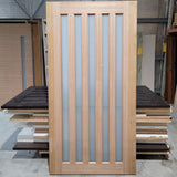 Timber Entry Door - 2340h x 1200w Solid Core w/ 5 x Obscure Glass *Factory 2nd* 10571