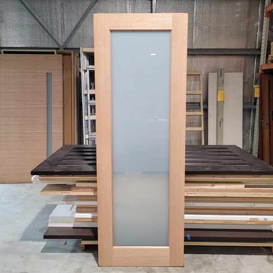 Timber Door - 2340h x 820w Solid Core Internal Door w/ 1 x Obscure Glass *Factory 2nd* 10572