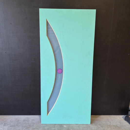 Timber Entry Door - 2040h x 920w Solid Core w/ 1 x Curved Obscure Glass *Factory 2nd* 10589
