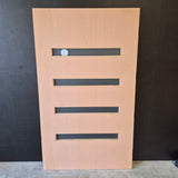 Timber Entry Door - 2040h x 1200w Solid Core w/ 4 x Obscure Glass *Factory 2nd* 10591