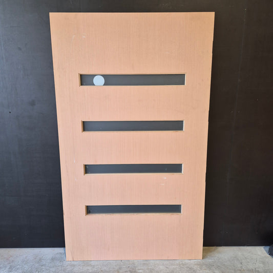 Timber Entry Door - 2040h x 1200w Solid Core w/ 4 x Obscure Glass *Factory 2nd* 10591