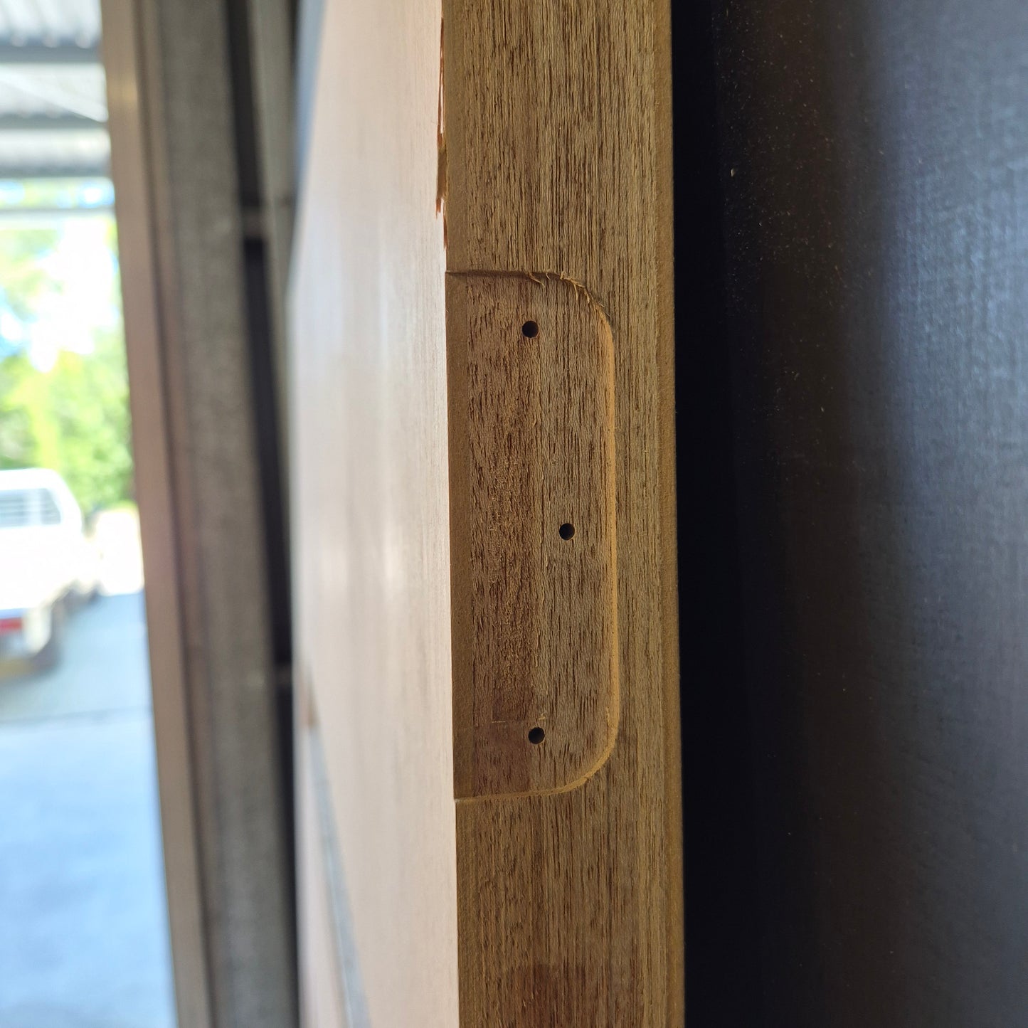 Timber Entry Door - 2040h x 1200w Solid Core w/ 4 x Obscure Glass *Factory 2nd* 10591