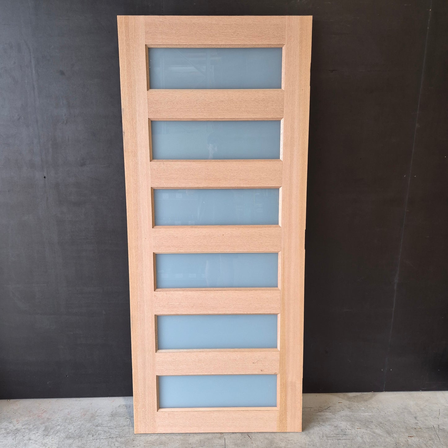 Timber Entry Door - 2040h x 870w Solid Core w/ 6 x Obscure Glass (XS26) *Factory 2nd* 10593