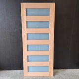 Timber Entry Door - 2040h x 870w Solid Core w/ 6 x Obscure Glass (XS26) *Factory 2nd* 10593