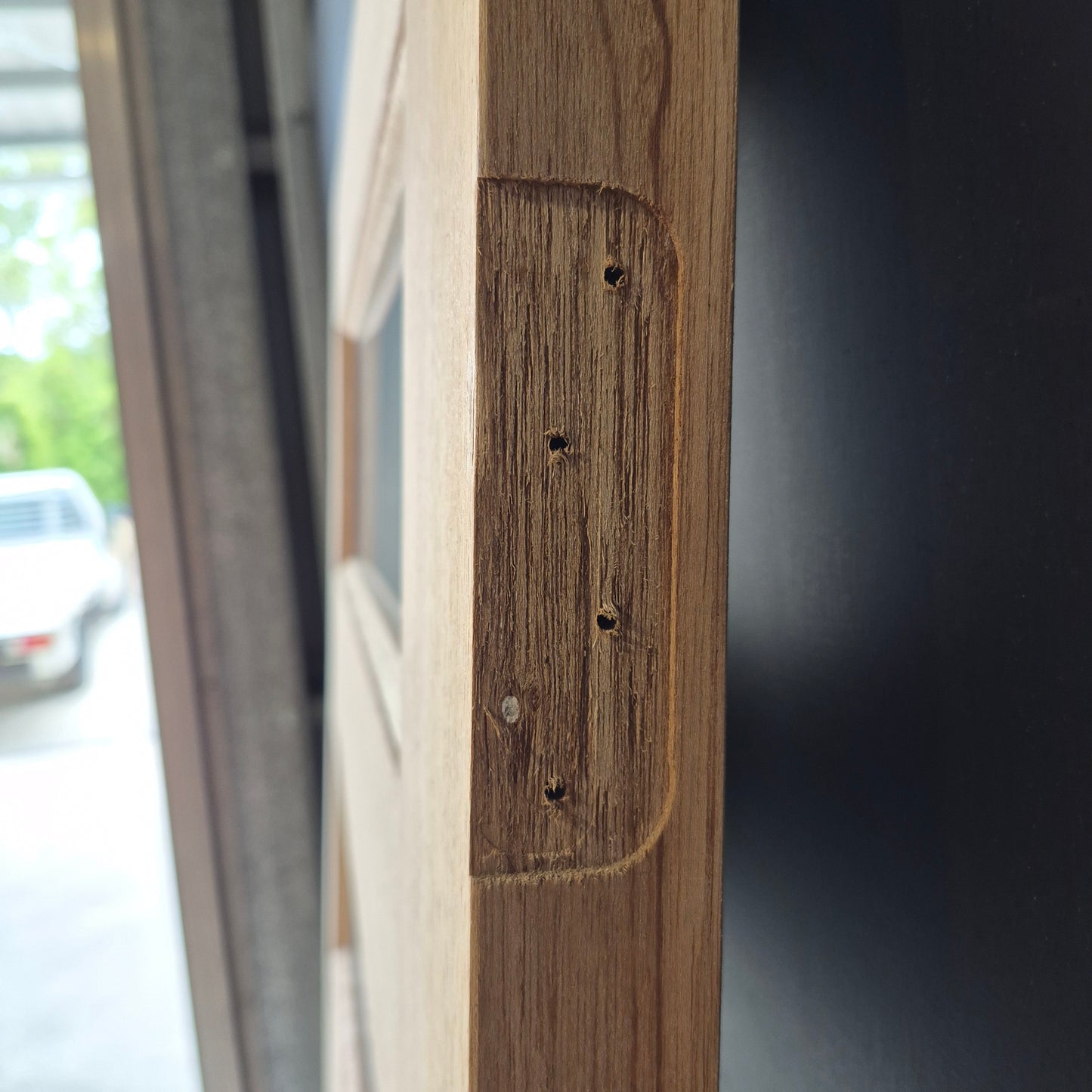 Timber Entry Door - 2040h x 870w Solid Core w/ 6 x Obscure Glass (XS26) *Factory 2nd* 10593