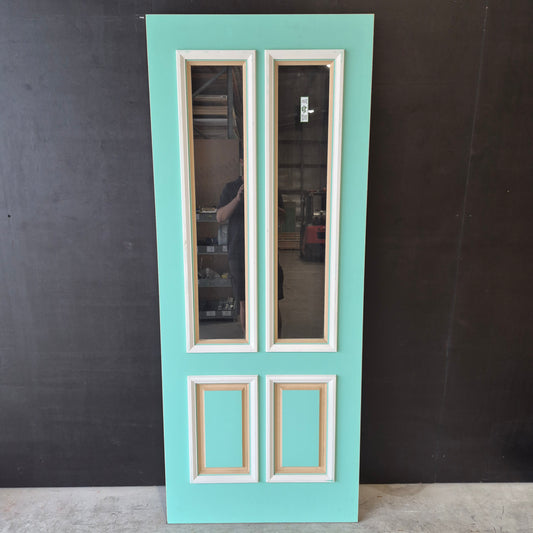 Timber Entry Door - 2040h x 820w Solid Core w/ 2 x Clear Glass (XVP12) *Factory 2nd* 10601