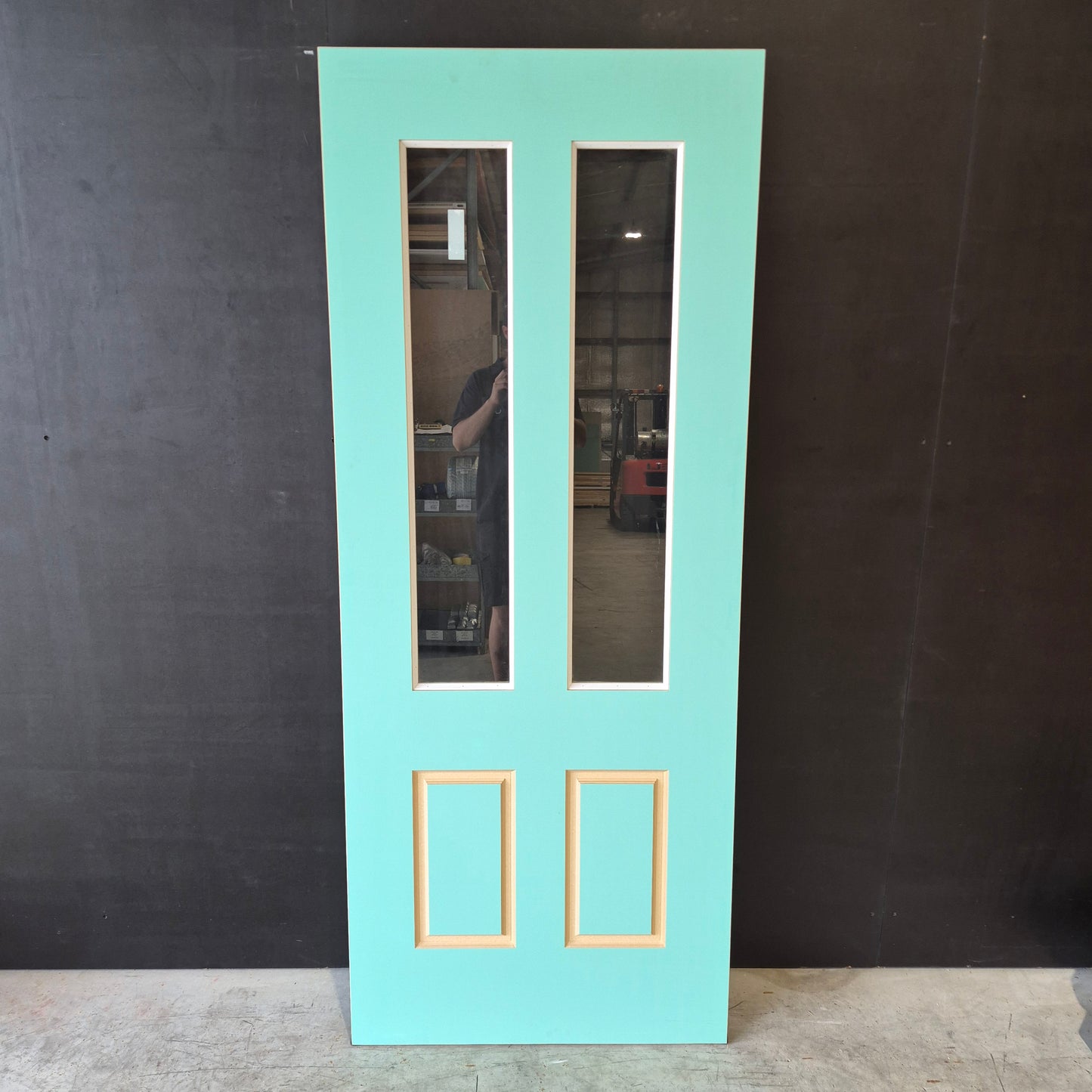 Timber Entry Door - 2040h x 820w Solid Core w/ 2 x Clear Glass (XVP12) *Factory 2nd* 10601