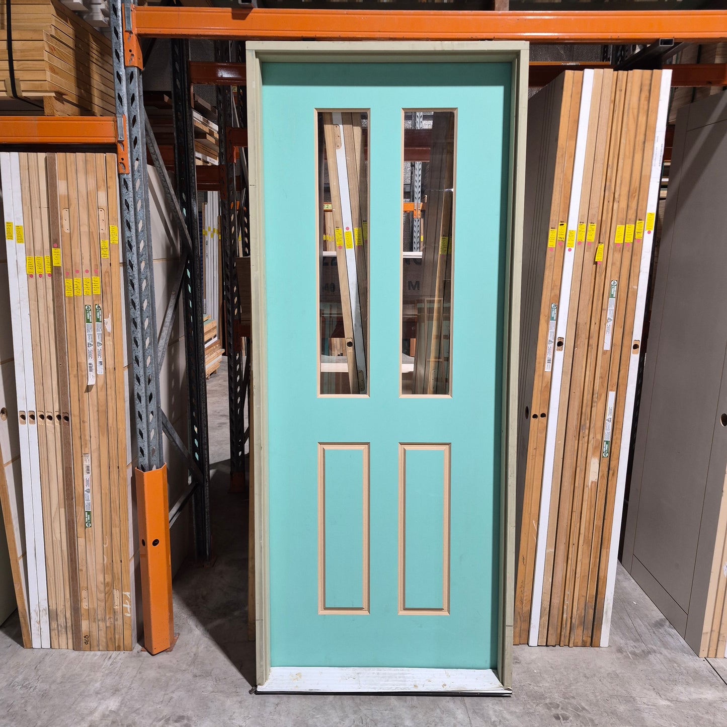 Timber Entry Door - Pre-Hung in a 2400h x 987w Frame w/ 2 x Clear Glass (XVP12) *Factory 2nd* 10612