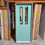 Timber Entry Door - Pre-Hung in a 2400h x 987w Frame w/ 2 x Clear Glass (XVP12) *Factory 2nd* 10612