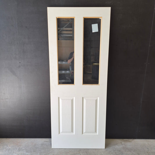 Timber Door - 2040h x 820w Hollow Core Internal Door w/ 2 x Clear Glass (OAK-G) *Factory 2nd* 10621
