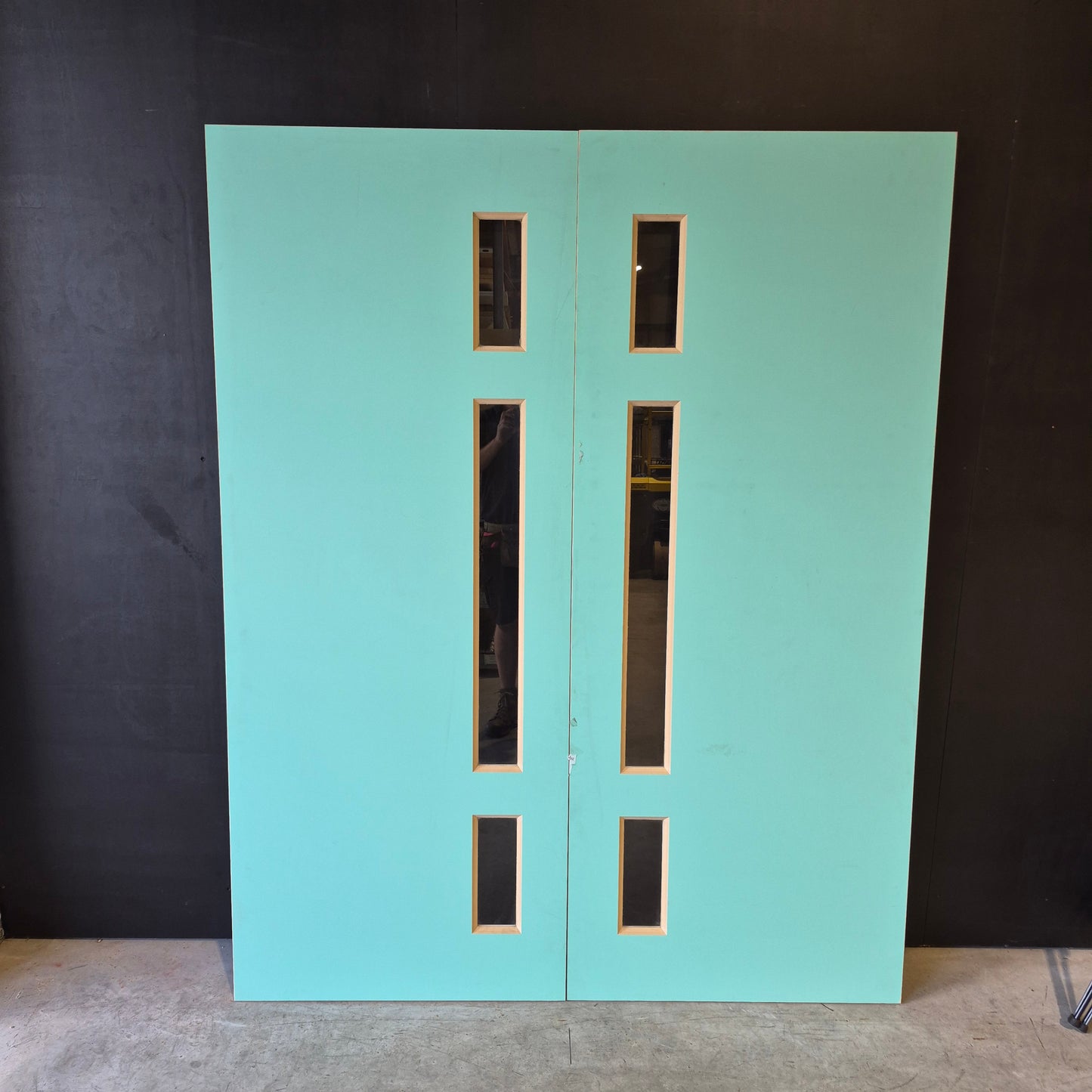 French Door - 2 x 2040h x 820w Solid Core Timber Entry Doors w/ 3 x Clear Glass *Factory 2nd* 10622