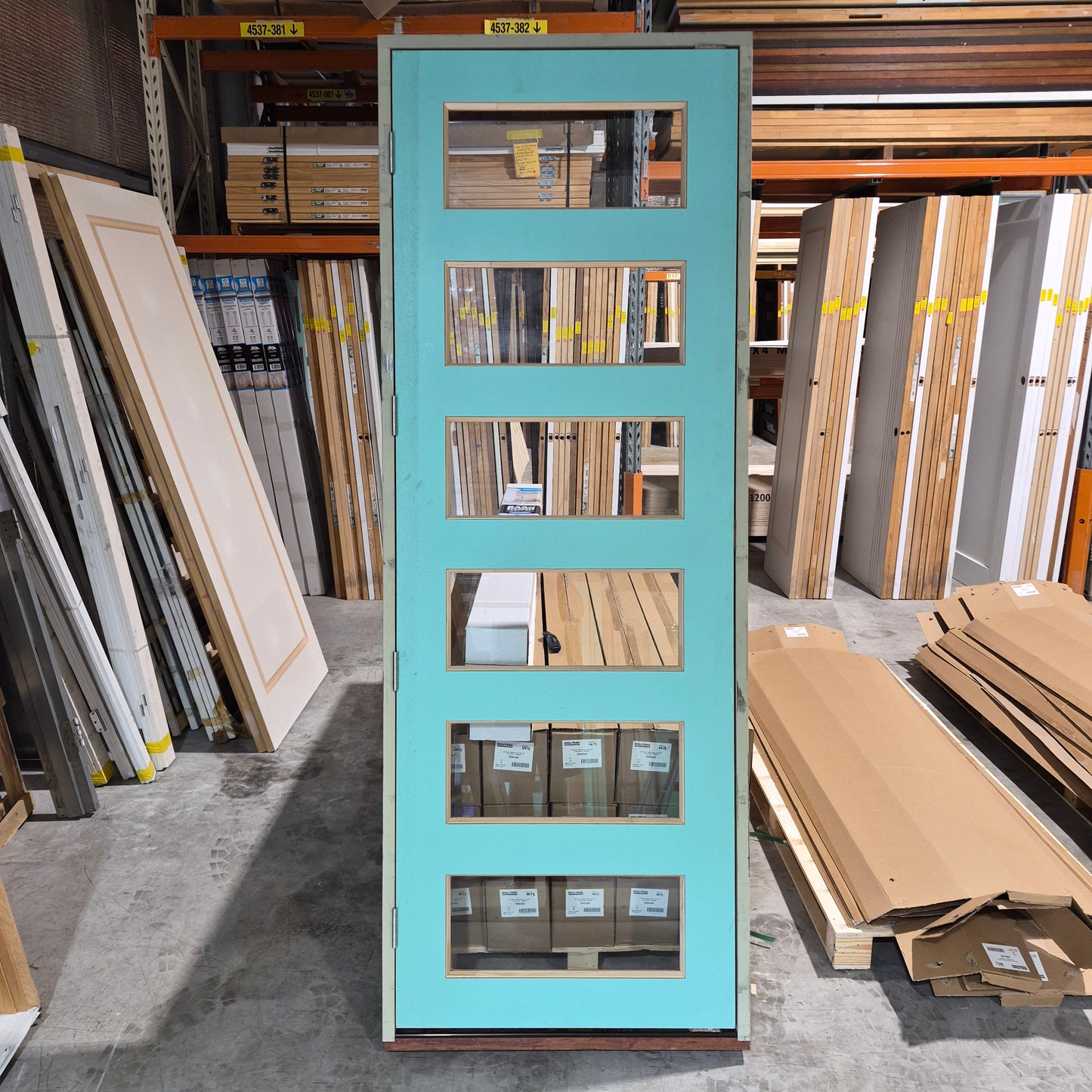 Timber Entry Door - Pre-Hung in a 2430h x 887w Frame w/ 6 x Clear Glass (NEX36) *Factory 2nd* 10634