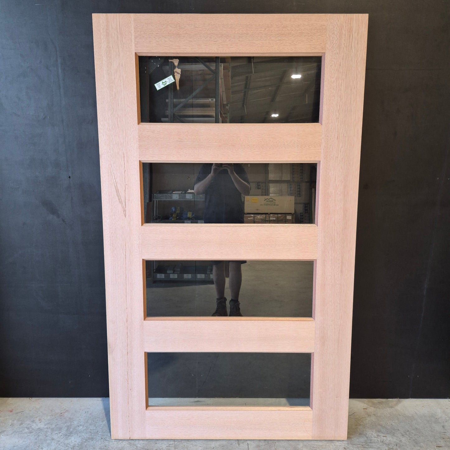 Timber Entry Door - 2040h x 1200w Solid Core w/ 4 x Clear Glass (XS24) *Factory 2nd* 10669