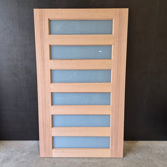 Timber Entry Door - 2040h x 1200w Solid Core w/ 6 x Obscure Glass (XS26) *Factory 2nd* 10675