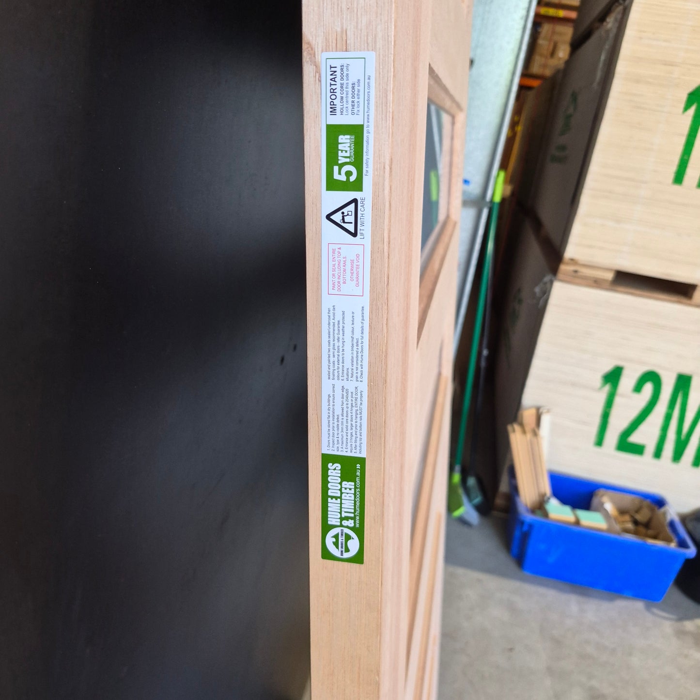 Timber Entry Door - 2040h x 1200w Solid Core w/ 6 x Obscure Glass (XS26) *Factory 2nd* 10675