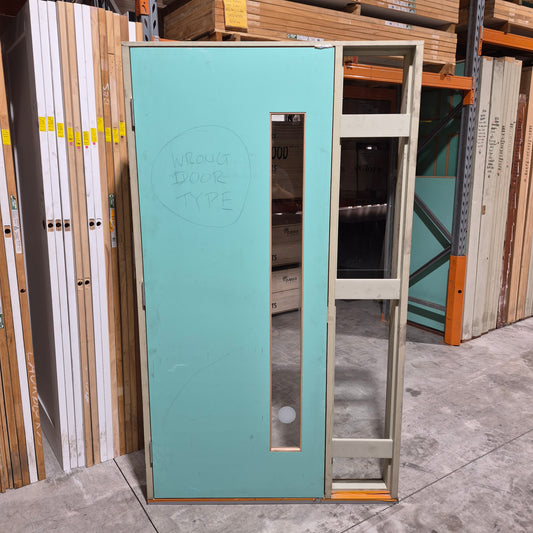Timber Entry Door - Pre-Hung in a 2092h x 1210w Frame w/ 1 x Clear Glass *Factory 2nd* 10679
