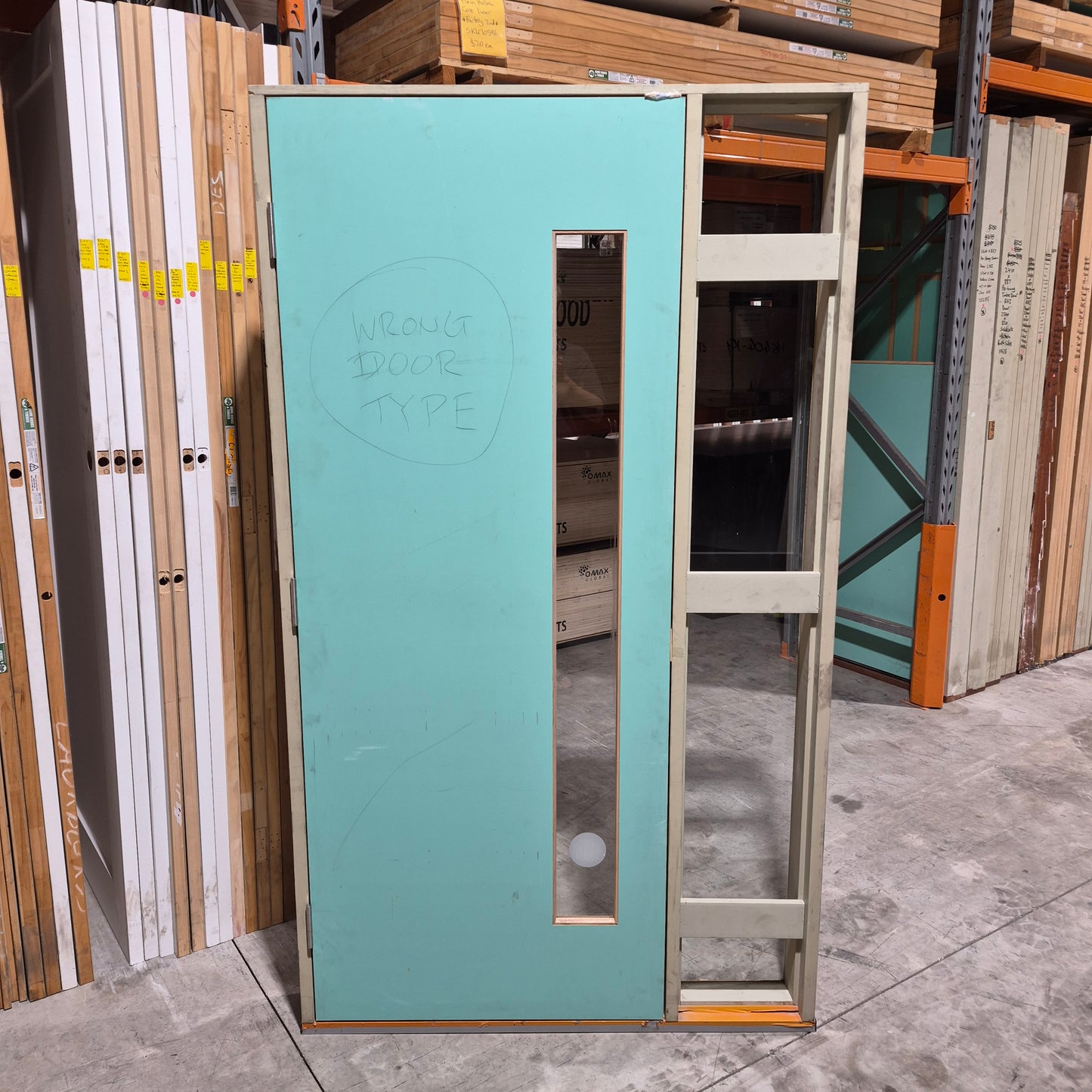 Timber Entry Door - Pre-Hung in a 2092h x 1210w Frame w/ 1 x Clear Glass *Factory 2nd* 10679