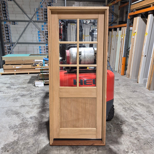 Timber Entry Door - Pre-Hung in a 2120h x 887w Frame w/ 6 x Clear Glass *Factory 2nd* 10685