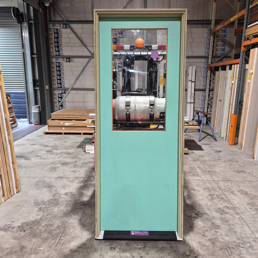 Timber Entry Door - Pre-Hung in a 2400h x 937w Frame w/ 1 x Clear Glass *Factory 2nd* 10686