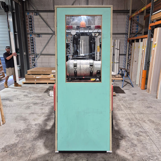 Timber Entry Door - Pre-Hung in a 2400h x 937w Frame w/ 1 x Clear Glass *Factory 2nd* 10686
