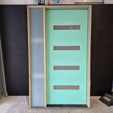 Timber Entry Door - Pre-Hung in a 2400h x 1450w Frame w/ 4 x Obscure Glass *Factory 2nd* 10703
