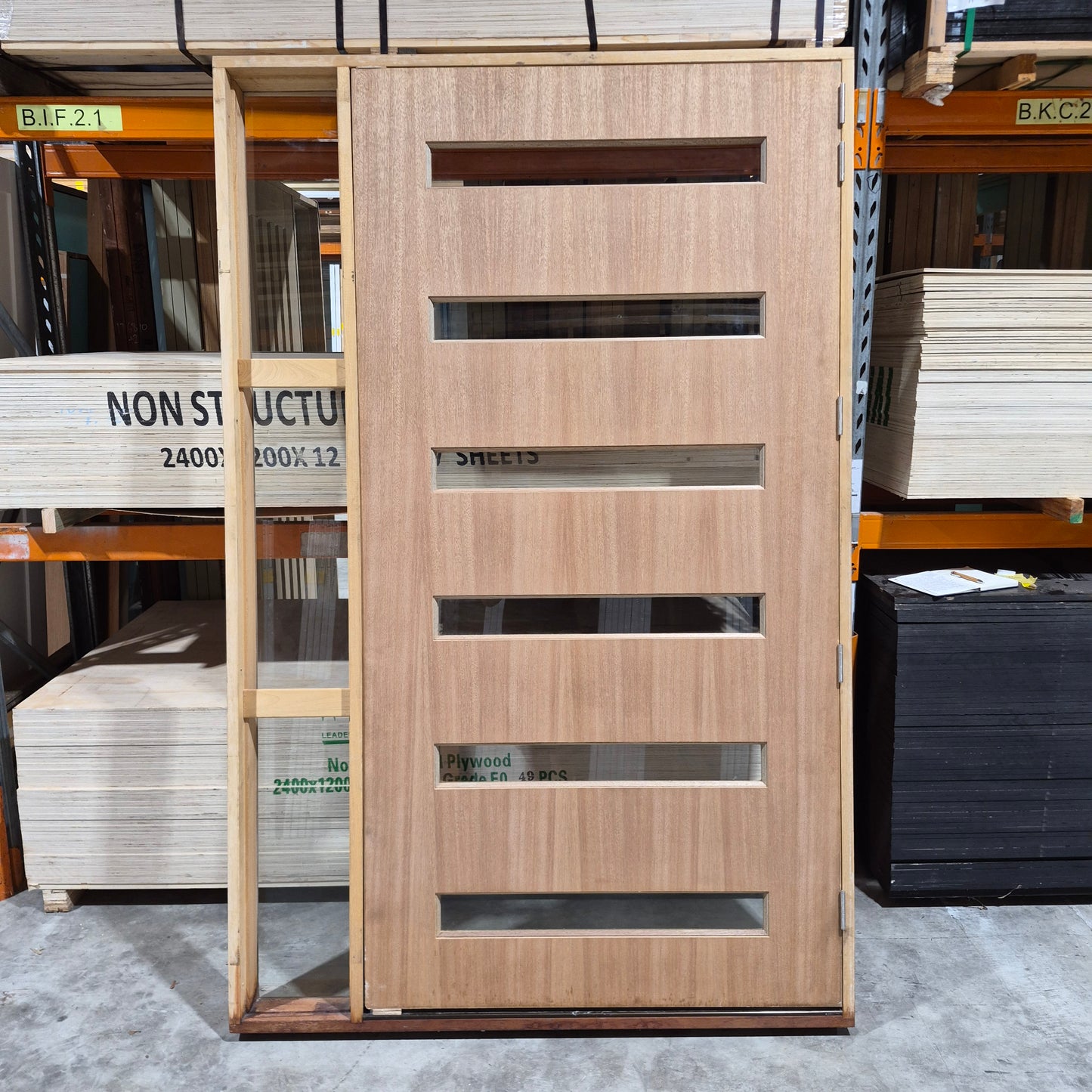 Timber Entry Door - Pre-Hung in a 2430h x 1570w Frame w/ 6 x Clear Glass *Factory 2nd* 10704