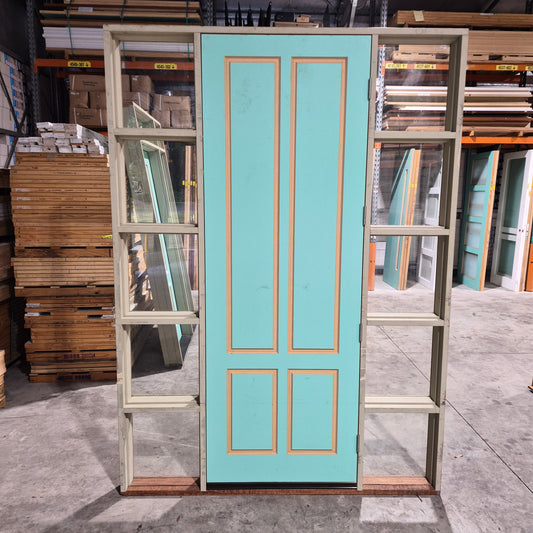 Timber Entry Door - Pre-Hung in a 2430h x 1750w Frame, Solid Core w/ Pattern *Factory 2nd* 10705