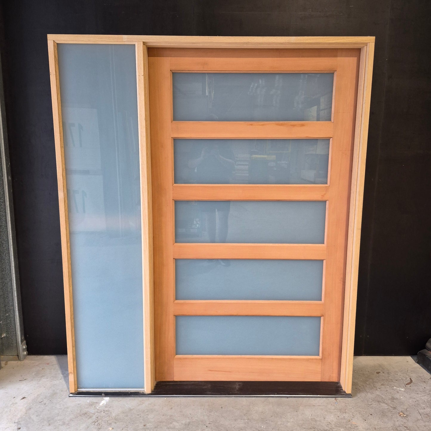 Timber Entry Door - Pre-Hung in a 2102h x 1735w Frame w/ 5 x Obscure Glass *Factory 2nd* 10706