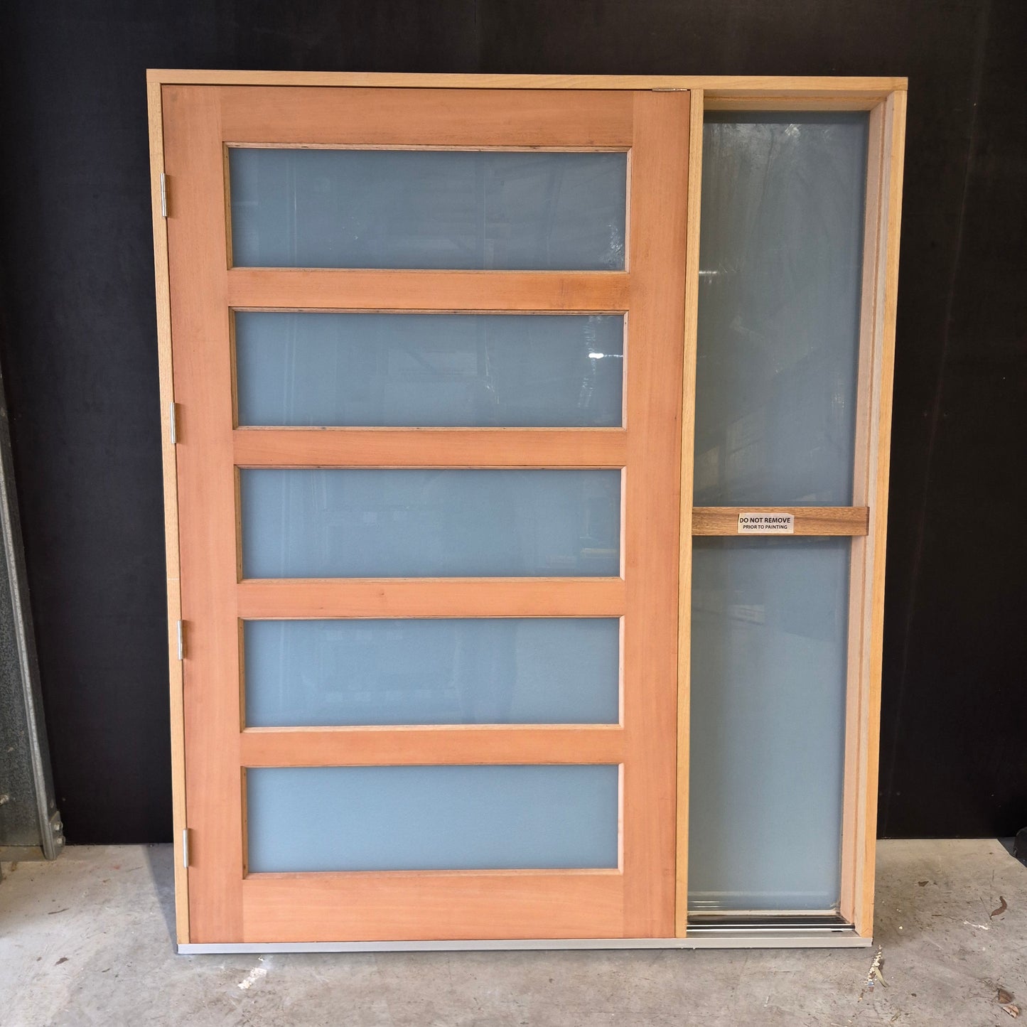 Timber Entry Door - Pre-Hung in a 2102h x 1735w Frame w/ 5 x Obscure Glass *Factory 2nd* 10706