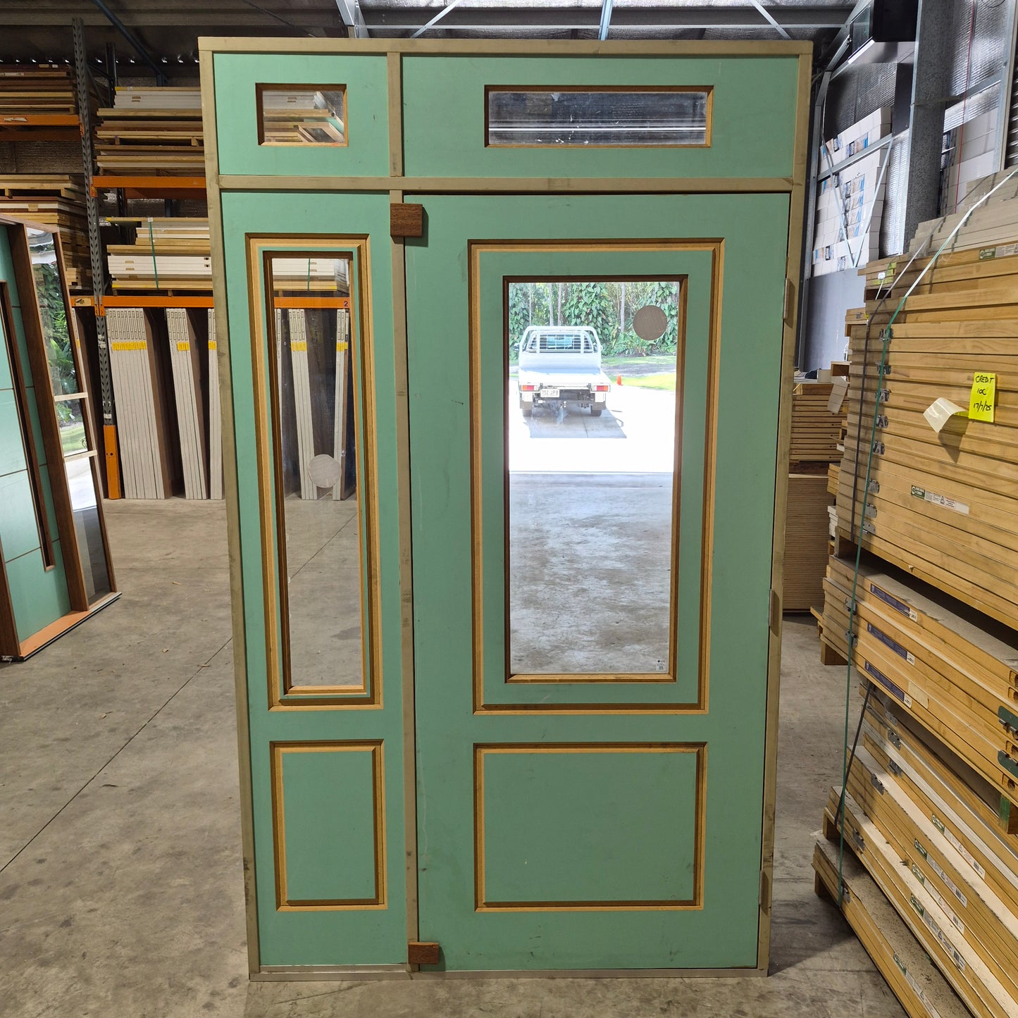 Timber Entry Door - Pre-Hung in a 2400h x 1418w Frame w/ 1 x Clear Glass *Factory 2nd* 10708