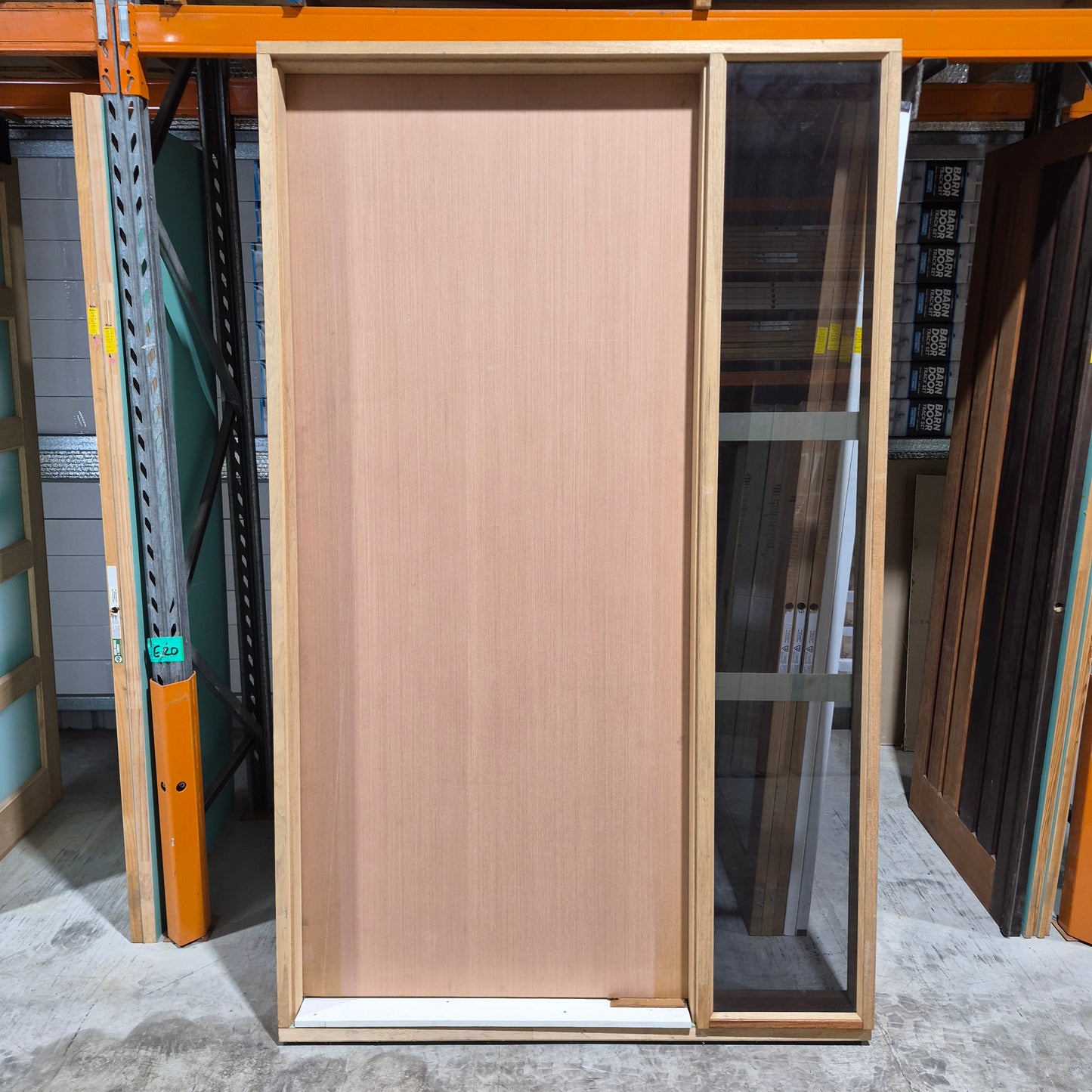 Timber Entry Door - Pre-Hung in a 2400h x 1500w Frame w/ Tinted Glass Sidelite *Factory 2nd* 10711