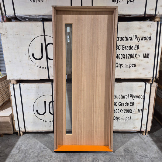 Timber Entry Door - Pre-Hung in a 2092h x 887w Frame w/ 1 x Clear Glass (XN1) *Factory 2nd* 10725