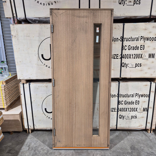 Timber Entry Door - Pre-Hung in a 2092h x 887w Frame w/ 1 x Clear Glass (XN1) *Factory 2nd* 10725