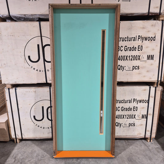 Timber Entry Door - Pre-Hung in a 2095h x 887w Frame w/ 1 x Clear Glass (VER1) *Factory 2nd* 10726