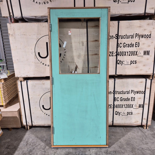 Timber Entry Door - Pre-Hung in a 2093h x 887w Frame w/ 1 x Clear Glass (XF3) *Factory 2nd* 10728