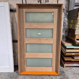 Timber Entry Door - Pre-Hung in a 2095h x 1267w Frame w/ 4 x Obscure Glass (XS24) *Factory 2nd* 10730
